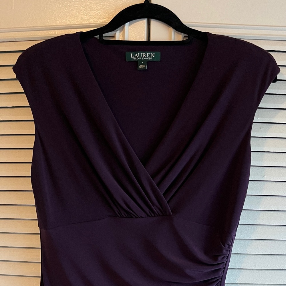 Dark Purple Draped Women's Dress - Picture 3 of 8
